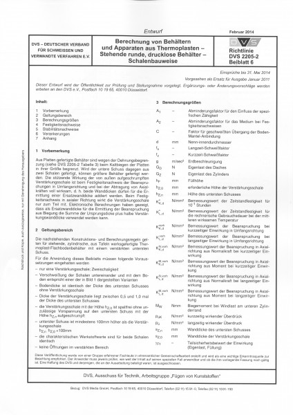 Berechnung Von Beh Ltern Und Apparaten Aus Thermoplasten Stehende